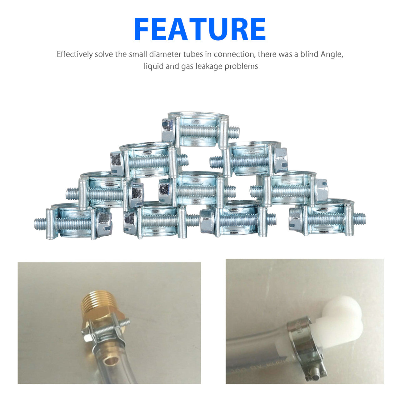 1/4" 5/16" 3/8" Fuel Injection Gas Line Hose Clamps Clip Pipe Clamp, 30 Pcs