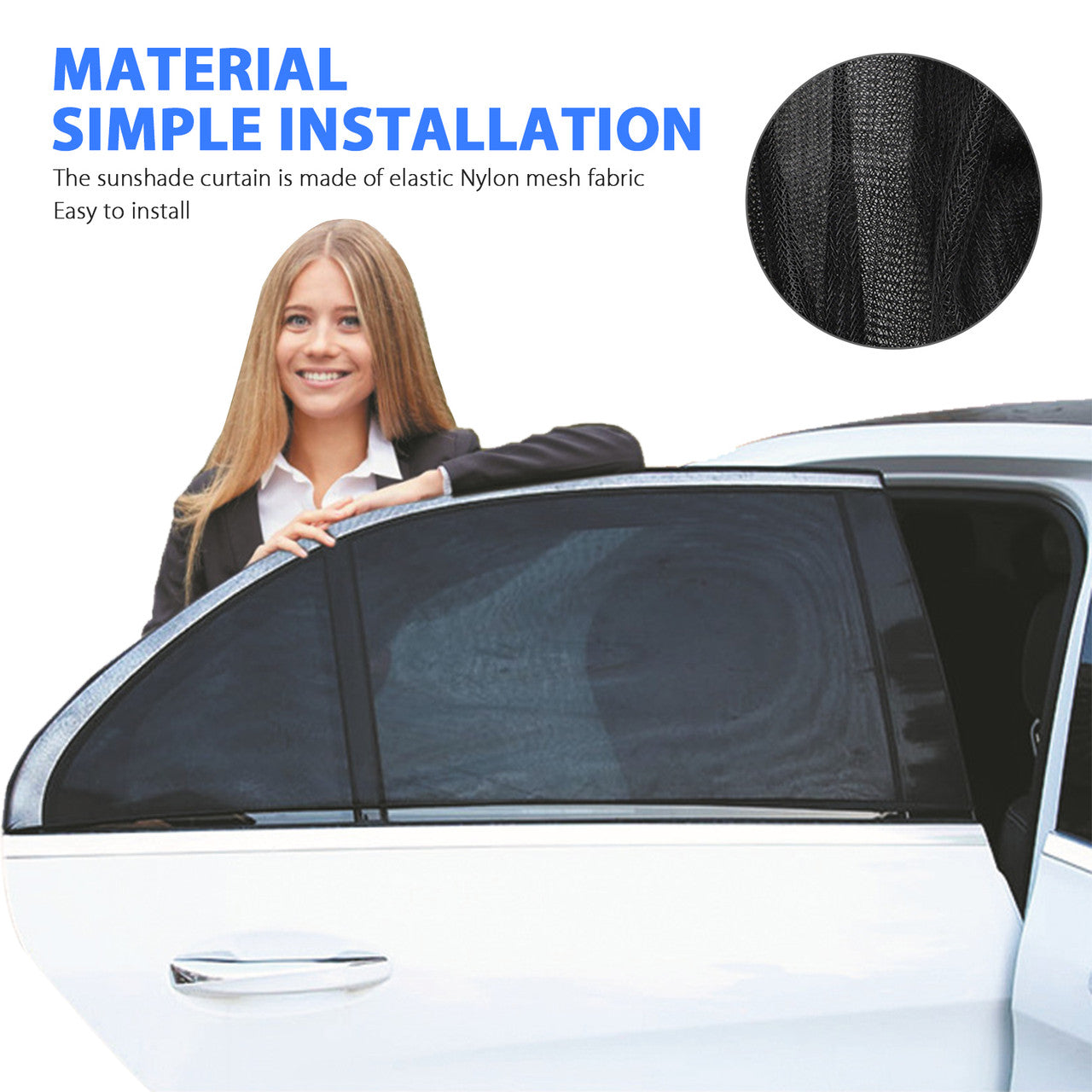 Car Sun Shade Vehicle Side Window for Baby Women Kid Pet Breathable Mesh Sun Shield in The Seat from UV Rays Fits Most SUVs and Cars(Side Window Shade 39.4x19.7&44.5x20.5''), 4pcs