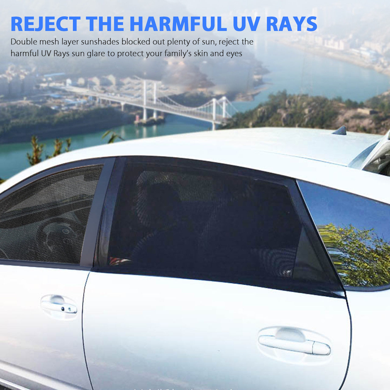 Car Sun Shade Vehicle Side Window for Baby Women Kid Pet Breathable Mesh Sun Shield in The Seat from UV Rays Fits Most SUVs and Cars(Side Window Shade 39.4x19.7&44.5x20.5''), 4pcs