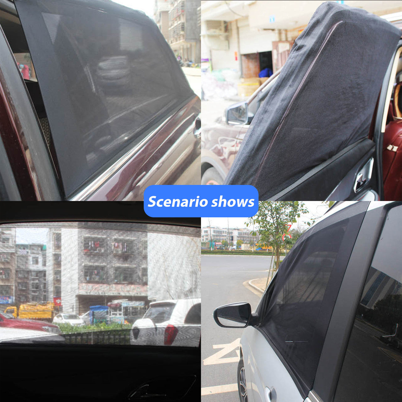 Car Sun Shade Vehicle Side Window for Baby Women Kid Pet Breathable Mesh Sun Shield in The Seat from UV Rays Fits Most SUVs and Cars(Side Window Shade 39.4x19.7&44.5x20.5''), 4pcs