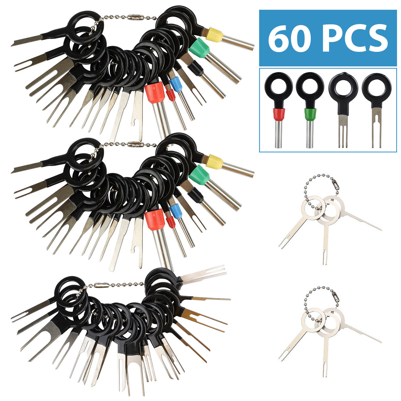Terminal Removal Tool Kit for Car Connector, Wire Connector Terminal Pin Extractors Pin Release Tools Set for Most Connector Terminal, 60pcs