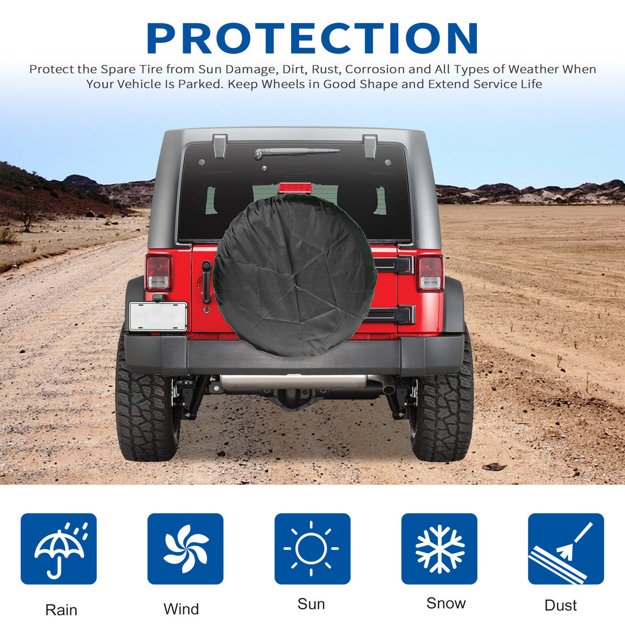 31.5 to 18.5 inch Spare Tire Cover Fit for Jeep, Trailer, RV, SUV, Truck, Tough Tire Wheel Soft Cover, Black Fits Entire Wheel size (31.5 to 18.5 inch)