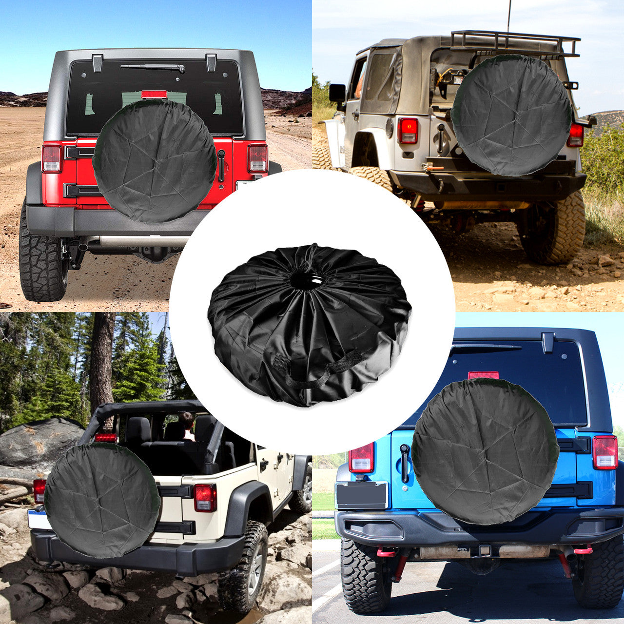 31.5 to 18.5 inch Spare Tire Cover Fit for Jeep, Trailer, RV, SUV, Truck, Tough Tire Wheel Soft Cover, Black Fits Entire Wheel size (31.5 to 18.5 inch)