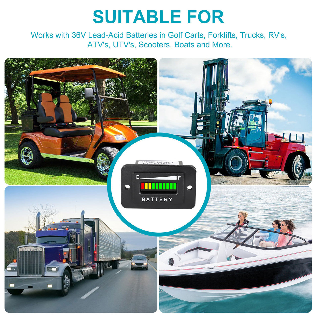 36V Led Battery Gauge for Golf Cart Compatible with Golf Cart, Fork Lifts, Floor Care Equipment, EZGO, Yamaha, Club Car