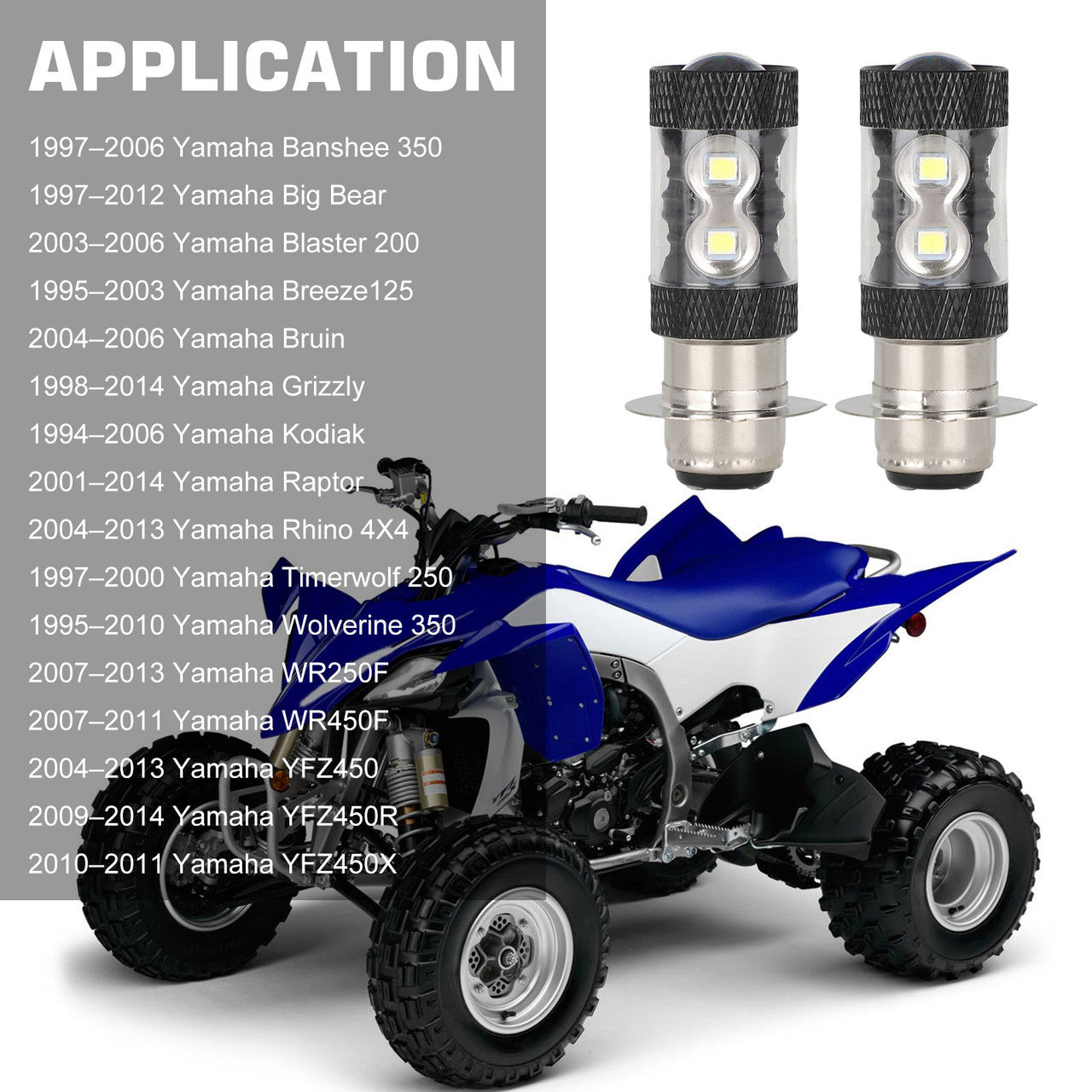 LED Headlight Bulb for Yamaha, 2 Pcs 6000K Super White H6M 70023 LED Bulbs Replacement for Headlight Daytime Running Light - Compatible with Yamaha Banshee Blaster Bruin Raptor Rhino