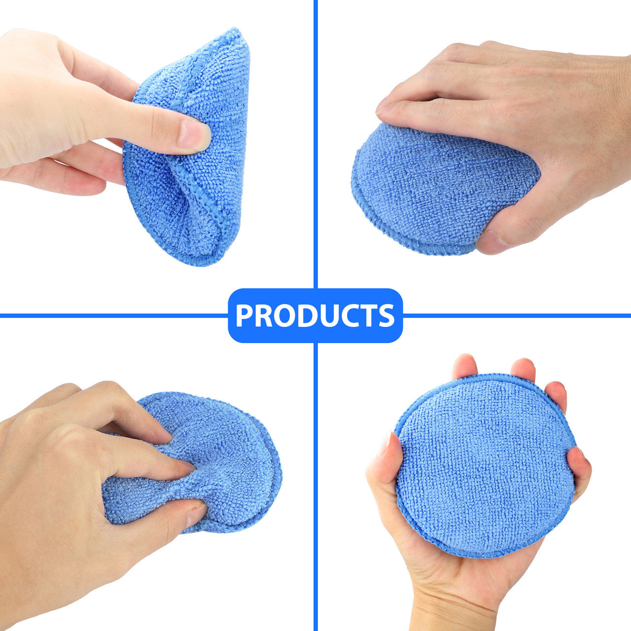 10Pcs 5" Car Wax Foam Sponge Applicator, Microfiber Applicator Cleaning Pads Car Detailing Tool for Waxing, Car Wash Cleaning Supplies for Car Interior Desk, Leather Seats, Bumpers