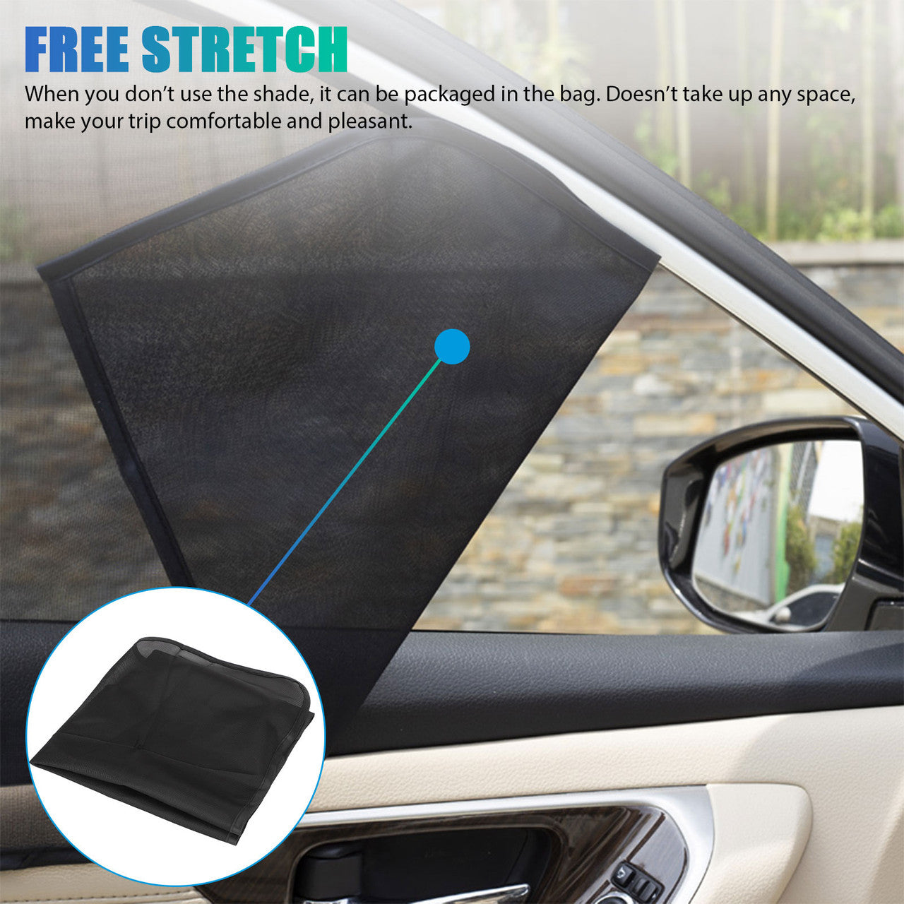 4Pcs Car Side Window Sunshade, Magnetic Car Side Window Sunshade for Baby Kid Sun Protection, Breathable Sun Shade Mesh Backseat Fits for Most Cars SUVs, Anti-mosquito, Privacy Protection, 80x50cm