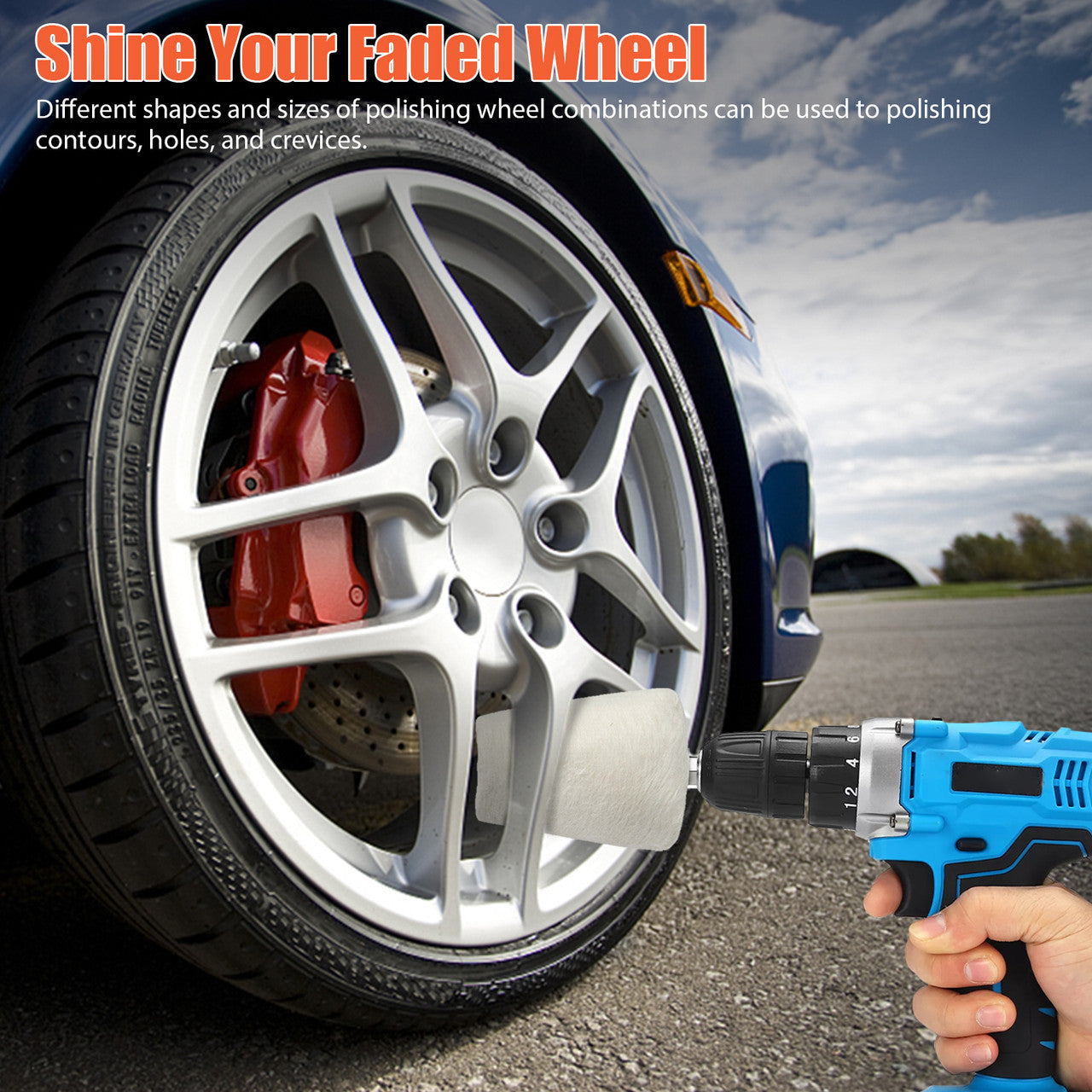 White Cotton Buffing Polishing Mop Wheel Pads Set Kit for Car Auto Vehicle, 5PC