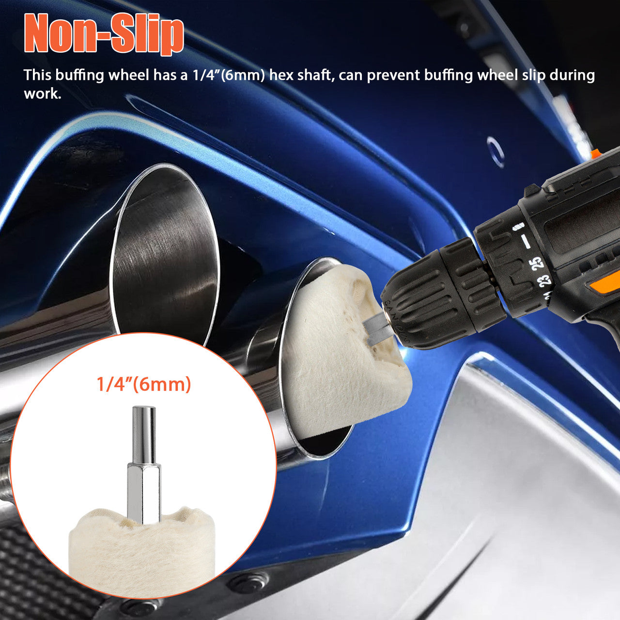 White Cotton Buffing Polishing Mop Wheel Pads Set Kit for Car Auto Vehicle, 5PC