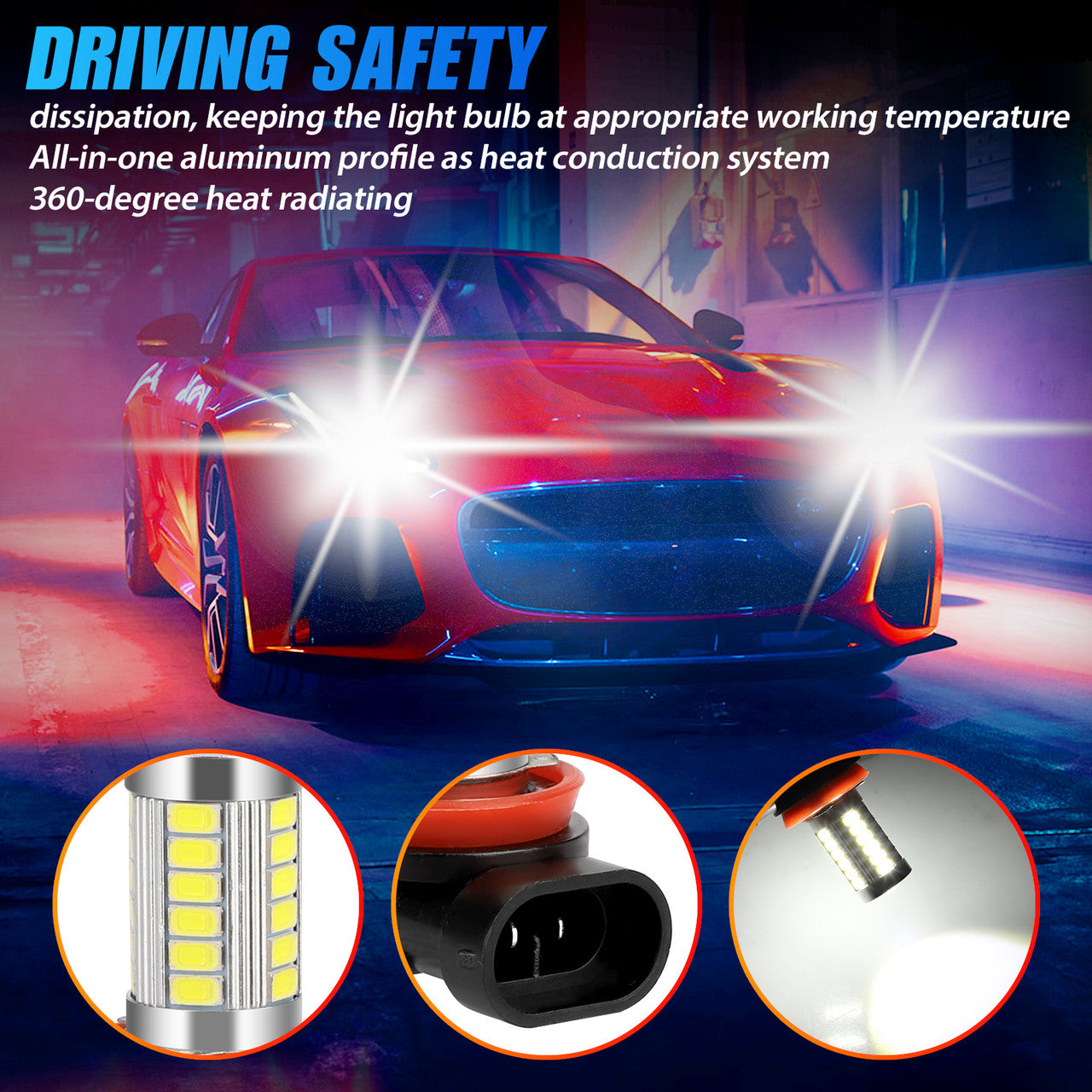 LED High/Low Beam Headlight Bulb Kit, Xenon White, 4pcs