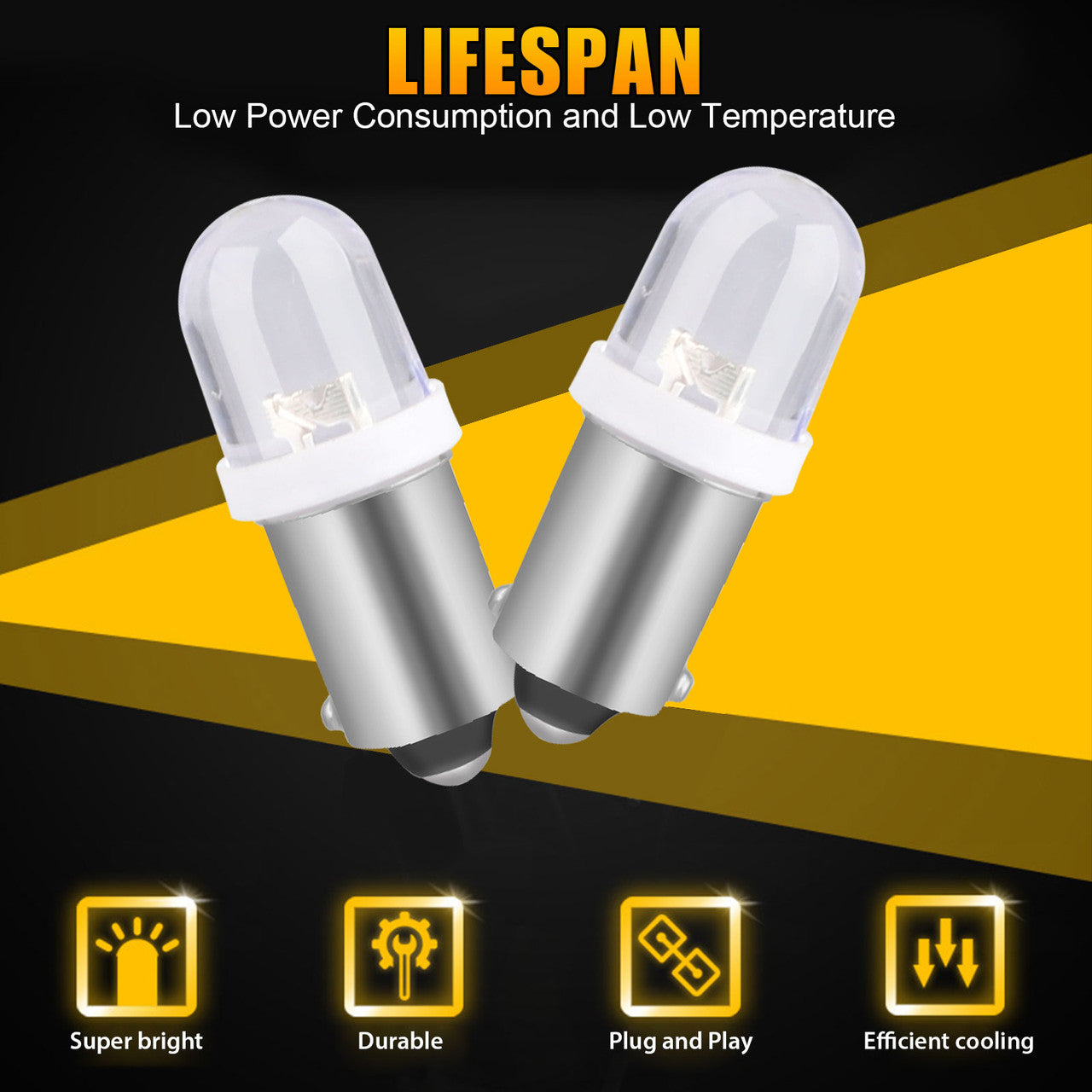 Pure White BA9S LED Instrument Panel Light for Automotive Vehicles, 20pcs