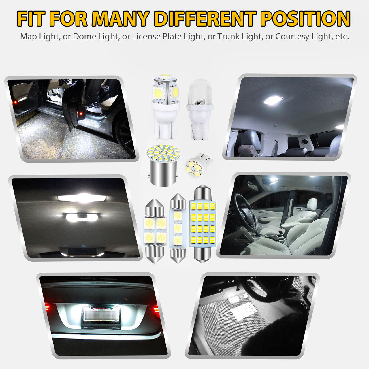 Auto Car Interior LED Light Dome License Plate Mixed Lamp Set Kit, 42Pcs