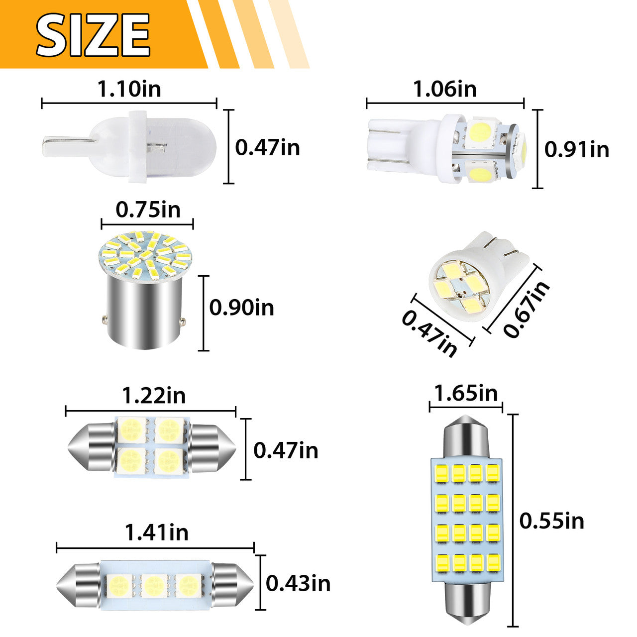 Auto Car Interior LED Light Dome License Plate Mixed Lamp Set Kit, 42Pcs