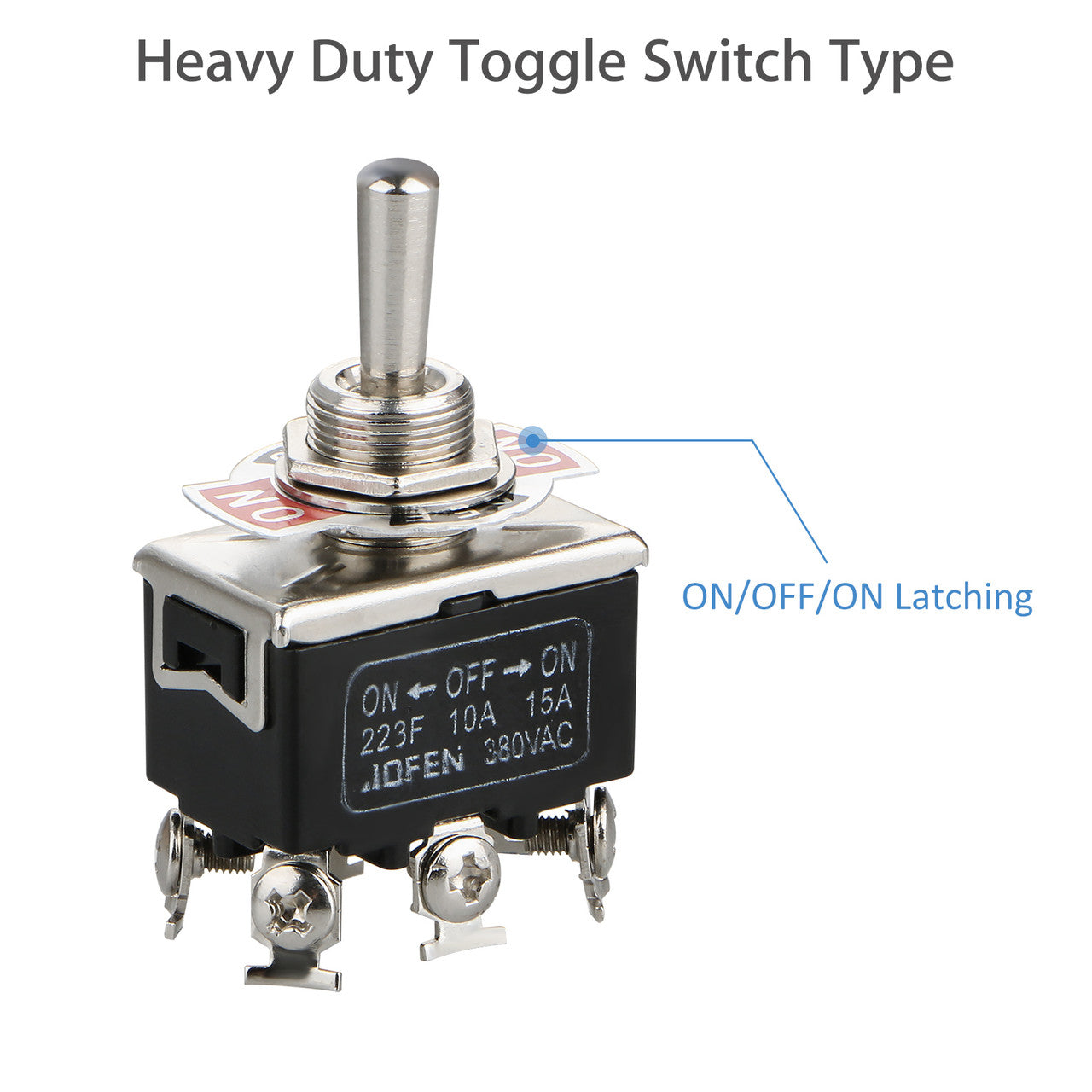 Waterproof DPDT Momentary Switch Toggle Rocker Heavy Duty with Boot for 15A 380V 6 Pole ON/OFF/ON Latching,Black, 2-pack