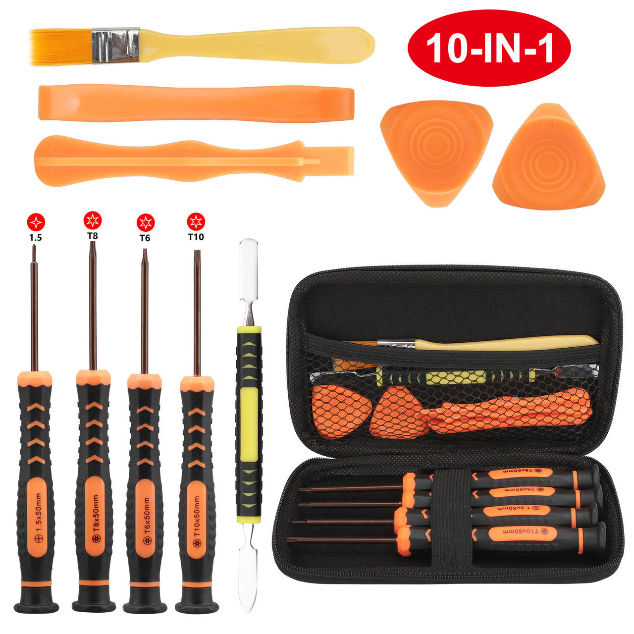 T6 T8 T10 Screwdriver Set, Xbox Repair Kit Fit for Xbox One Xbox 360 Controller and PS3 PS4 Controller w/Cross Screwdriver 1.5, 10 in 1