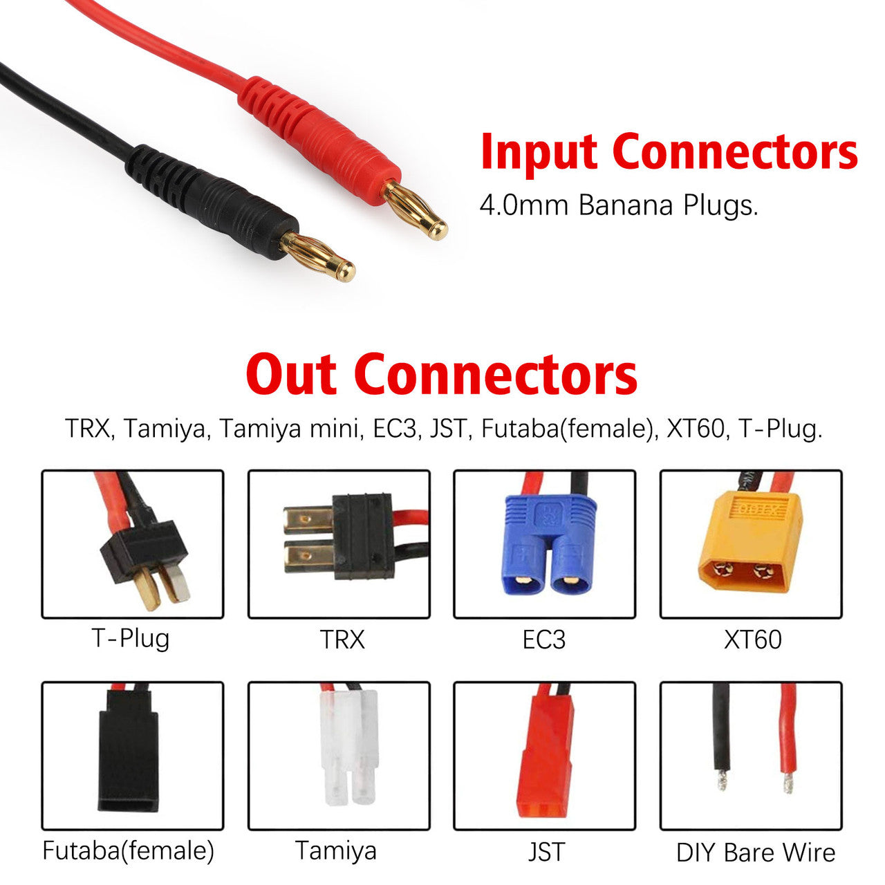 8 in 1 RC Lipo Battery Connector Adapter Charger Convert Cable