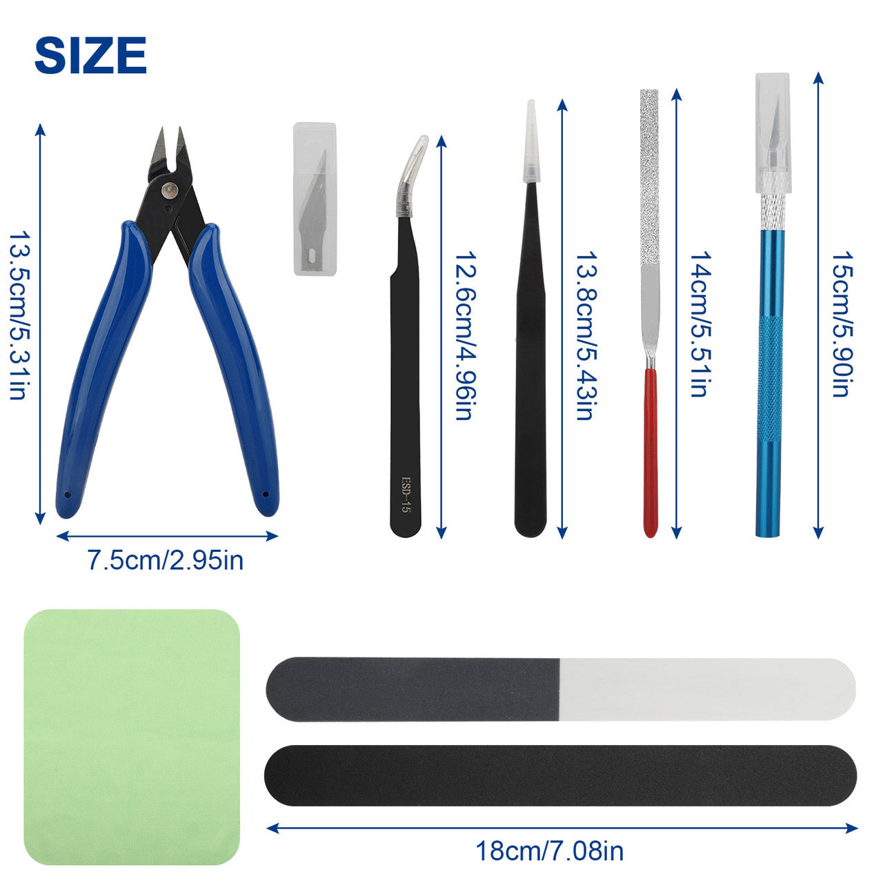 Professional Gundam Modeler Tools Kit for Car Model Assemble Building Repairing and Fixing, 9 PCS