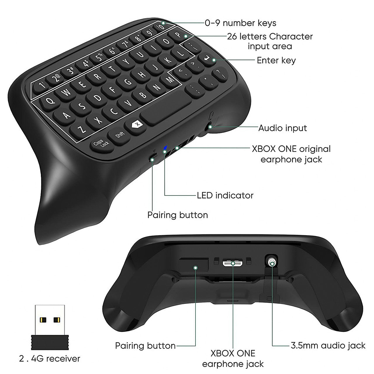 Wireless Keyboard Controller Attachment for Xbox Series X/S and Xbox One S/X