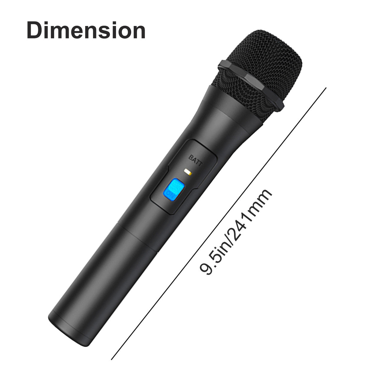 VHF Wireless Microphone Handheld Mic System Karaoke with a 20-50M Tranismission Distance