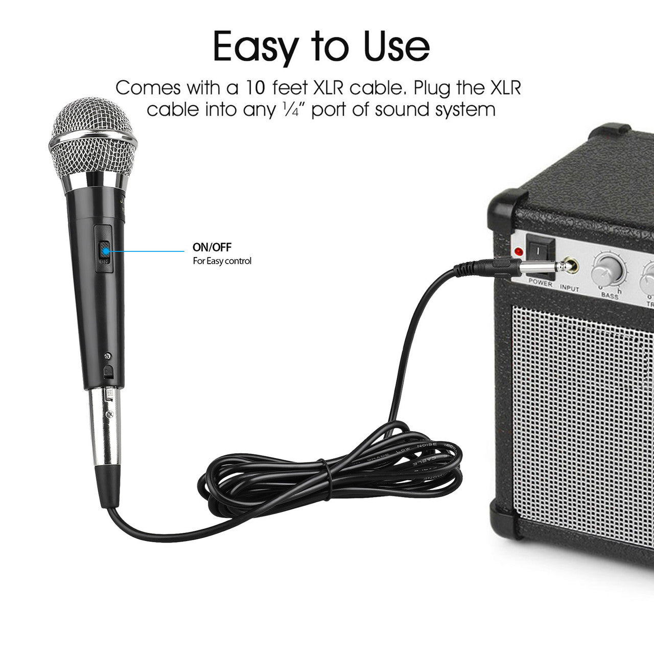 Wired Dynamic Microphones, Professional Handheld Mic Microphones with 10ft Cable with 1/4" Mic Socket for Singing, Speech, Wedding, Stage