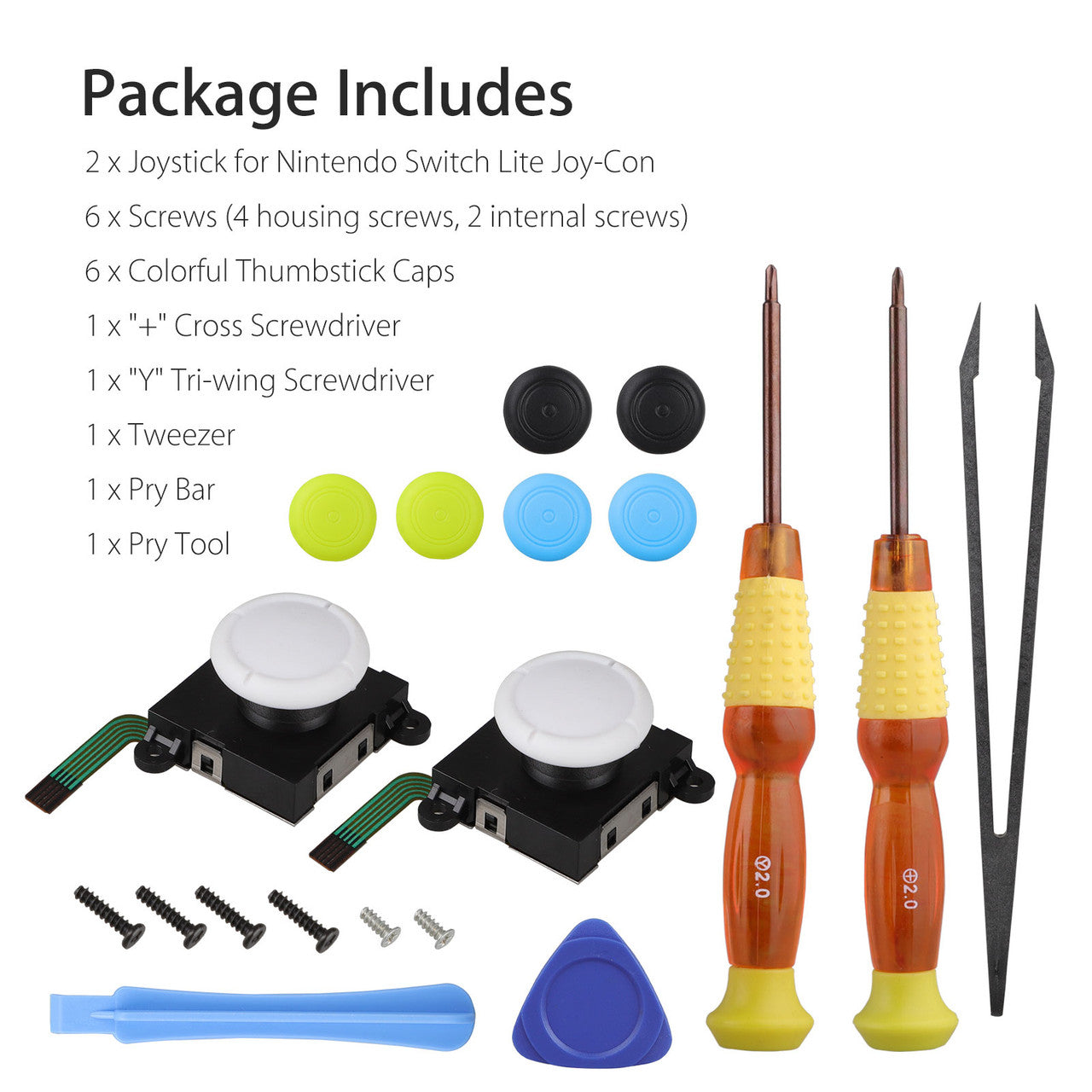 3D Analog Joystick Replacement Switch for Nintendo Switch Lite, Joysticks Compatible with Nintendo Switch/Switch Lite 2019/Left Right Switch Joy con Controller NS Repair Tool Set, 19 in 1