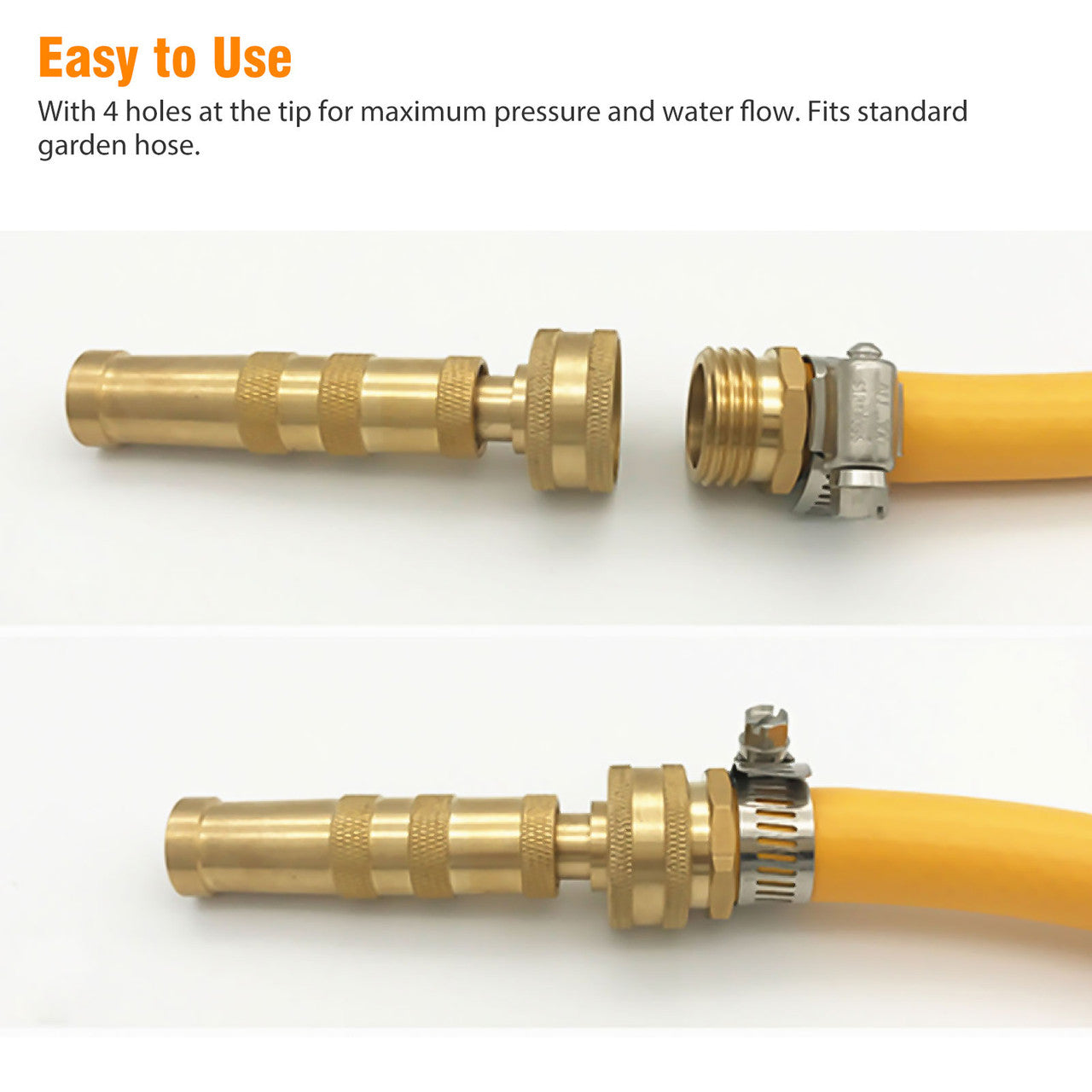 4 Holes Hose Nozzle for Car Wash, Adjustable Hose Nozzle, Easy Twist Control Water Hose Nozzle, Nozzle Sprayer, Garden Hose Spray Nozzle for Garden Hose