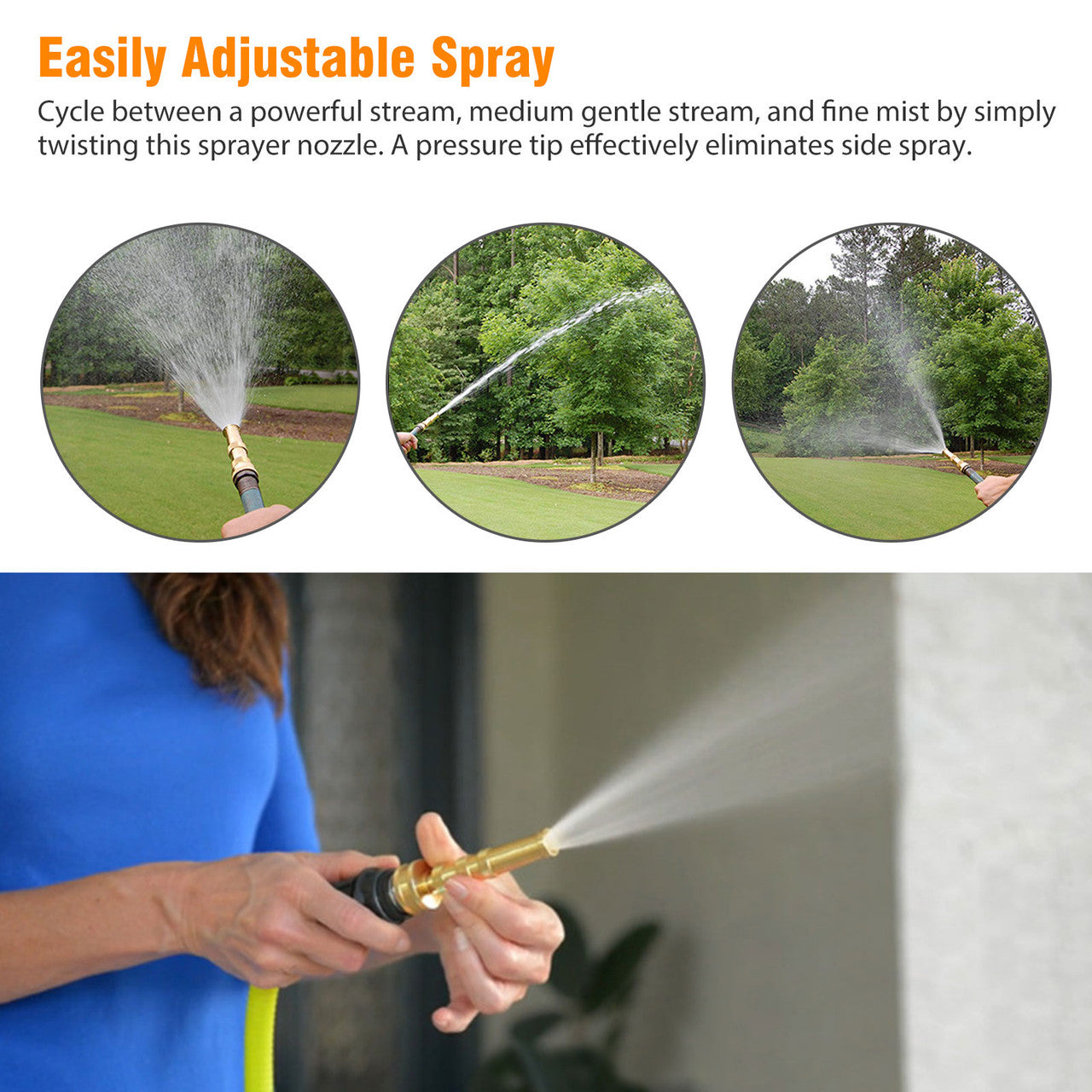 4 Holes Hose Nozzle for Car Wash, Adjustable Hose Nozzle, Easy Twist Control Water Hose Nozzle, Nozzle Sprayer, Garden Hose Spray Nozzle for Garden Hose