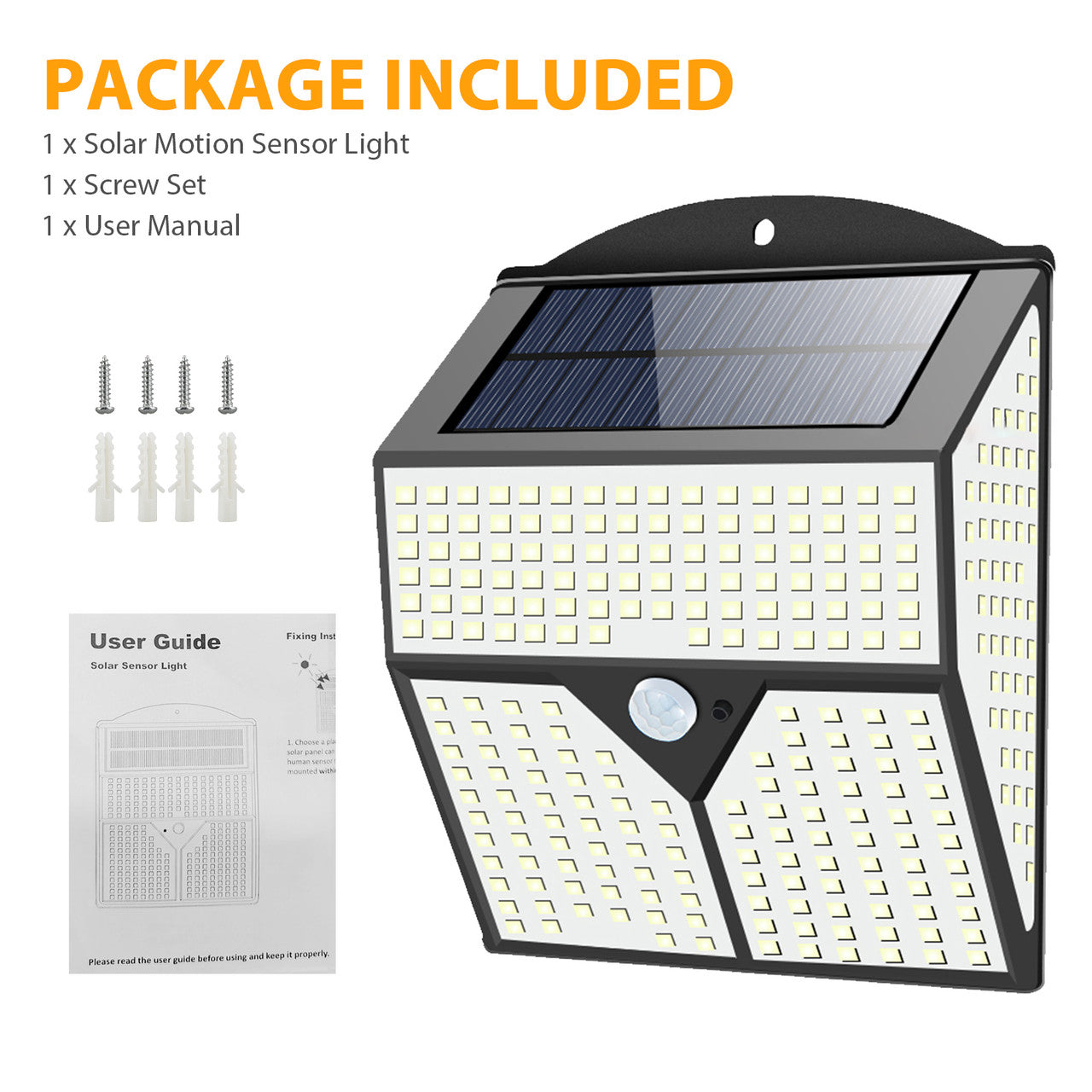 Outdoor Solar Powered Waterproof LED PIR Motion Sensor Wall Lights