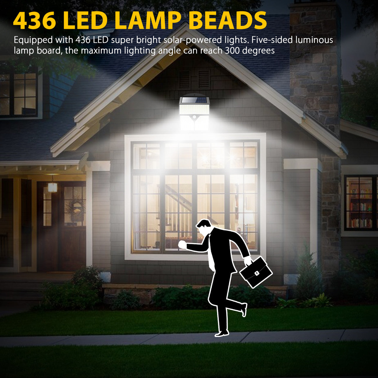 Outdoor Solar Powered Waterproof LED PIR Motion Sensor Wall Lights