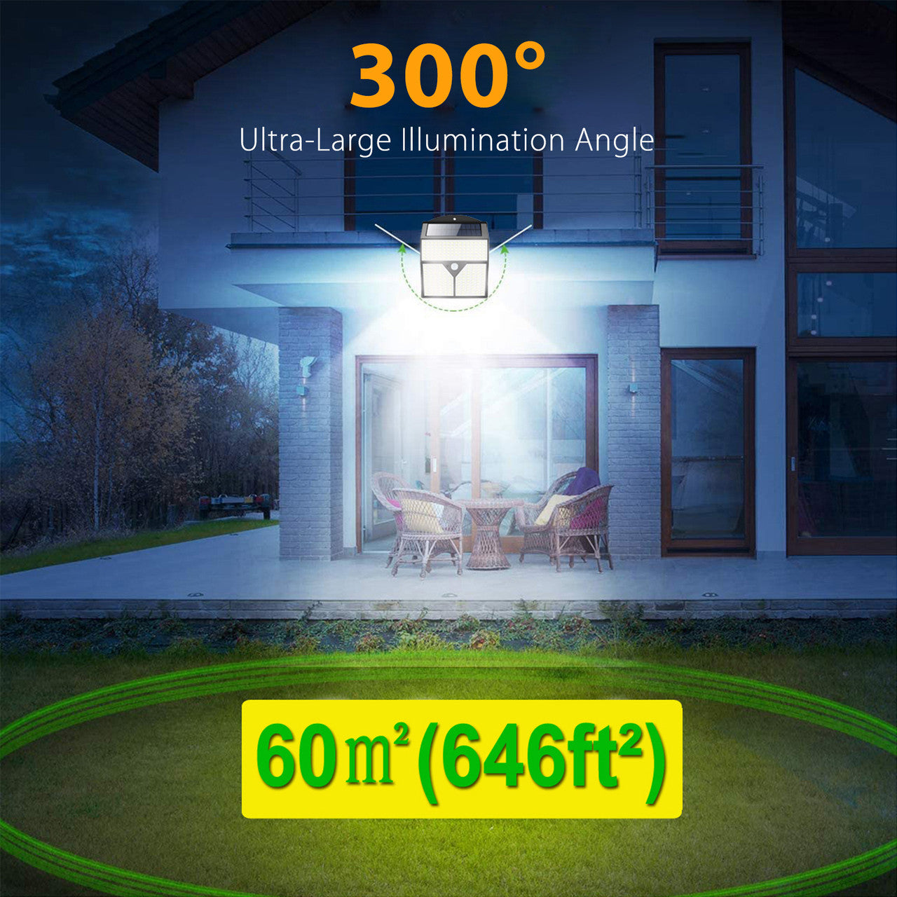 Outdoor Solar Powered Waterproof LED PIR Motion Sensor Wall Lights