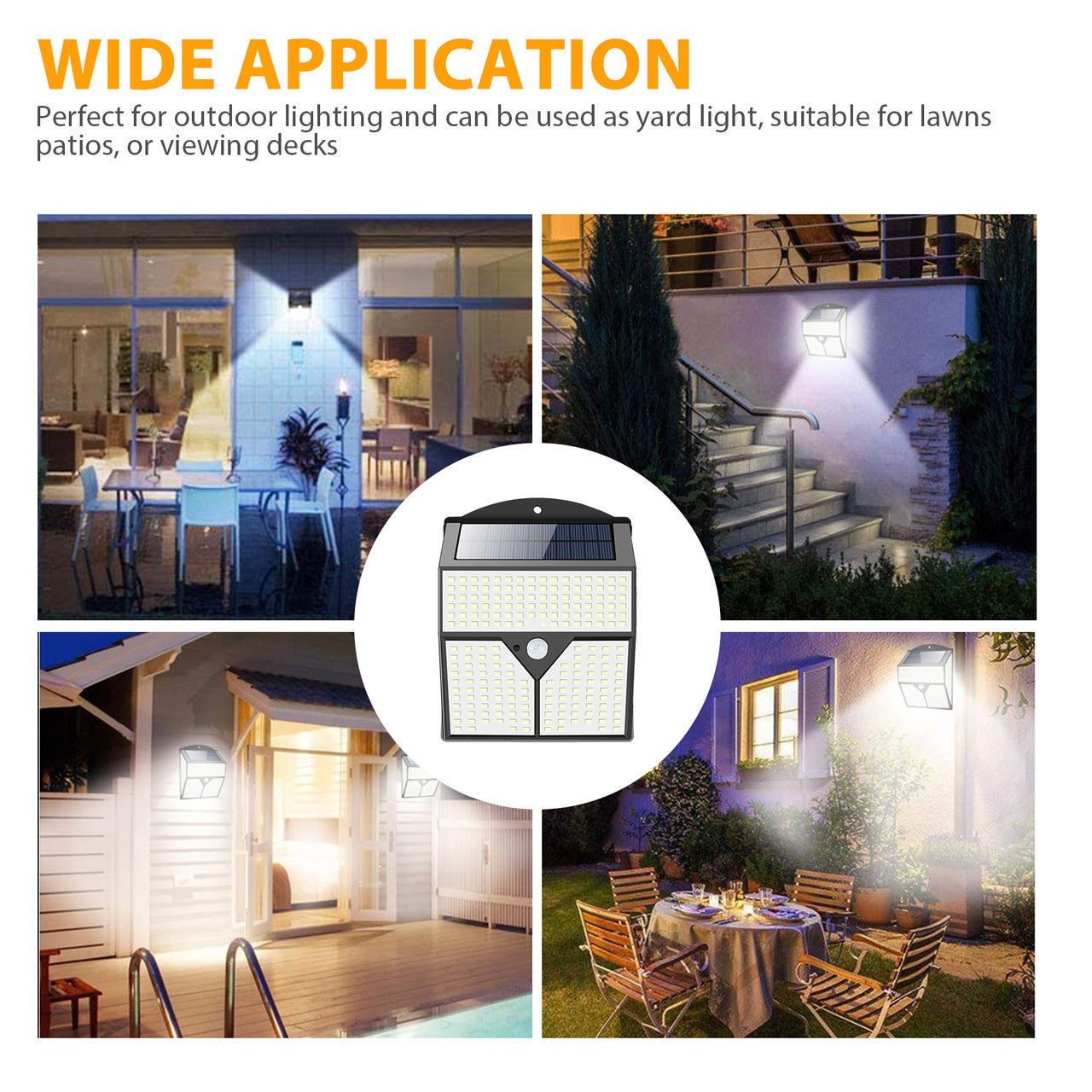 Outdoor Solar Powered Waterproof LED PIR Motion Sensor Wall Lights