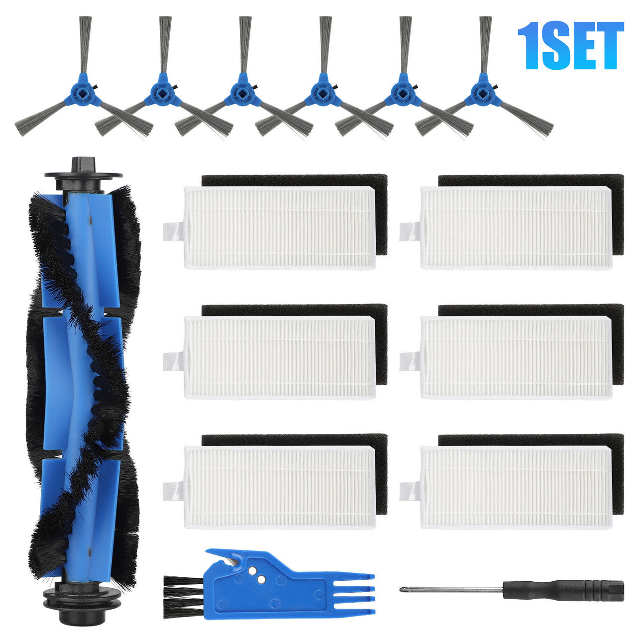 15PCS Replacement Parts Accessories Kit fit for Eufy RoboVac 11S/ 30/ 30C/ 15C/ 12/ 35C Robotic Vacuums Filters Vacuum Cleaner, Including Side/ Rolling/ Clean Brushes, Screw Driver