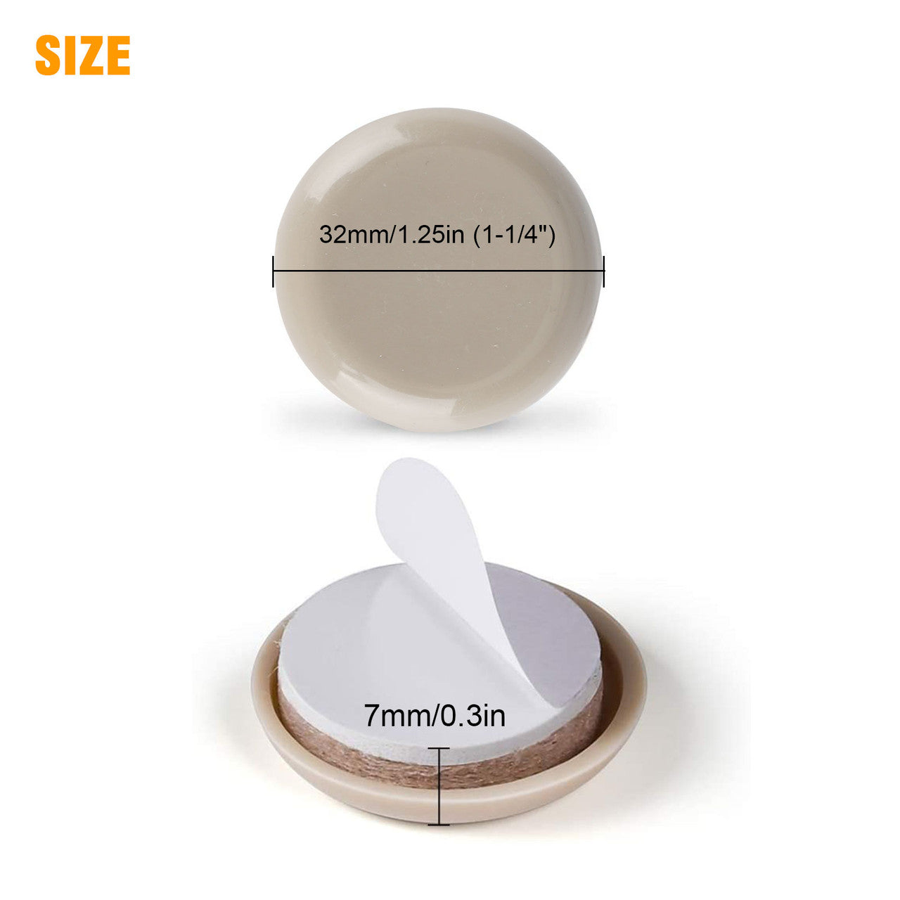 Round Furniture Sliders Self Stick for Carpet Surfaces, 16pcs