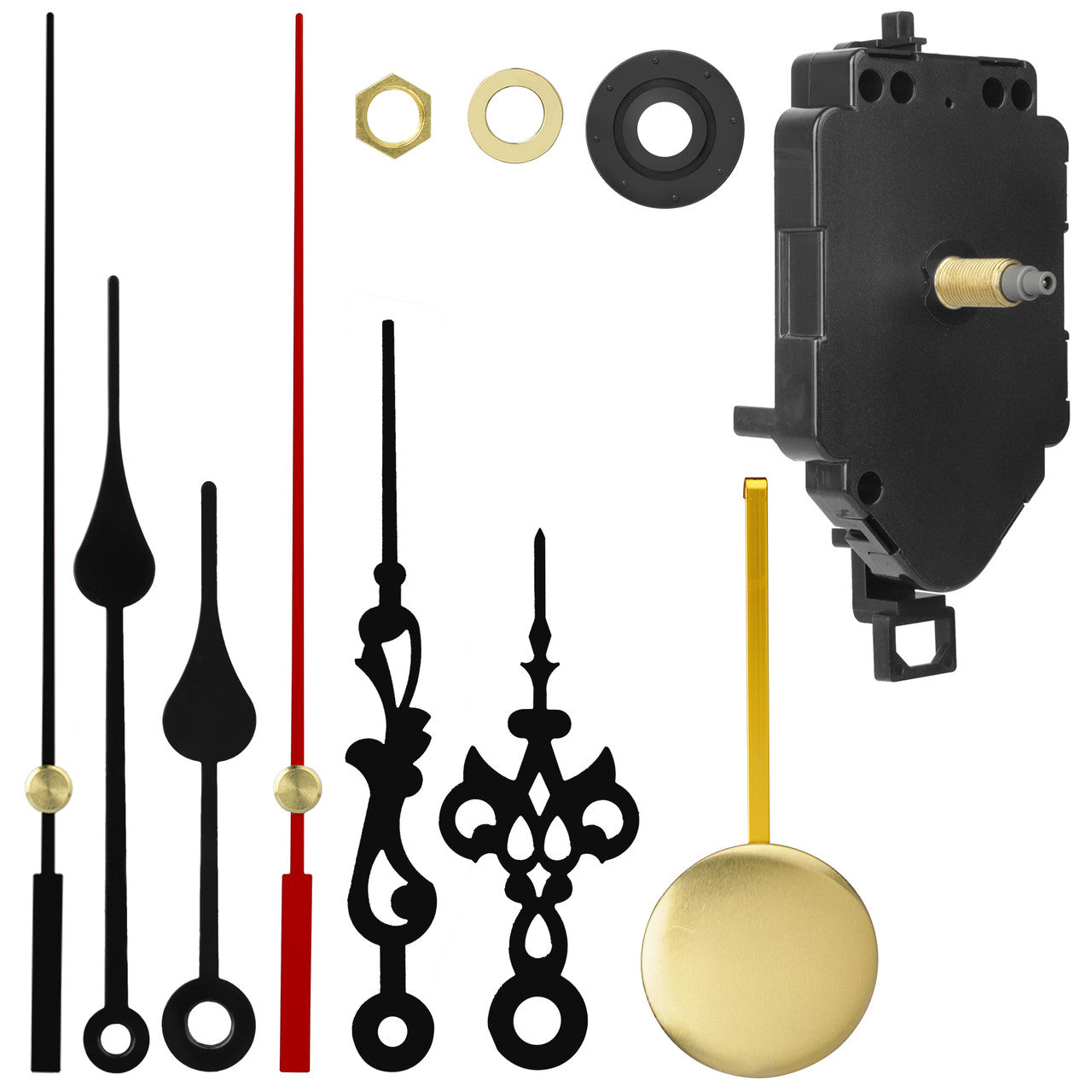 Replacement Repair Quartz Pendulum Clock Movement Set with 2 Pairs Hands