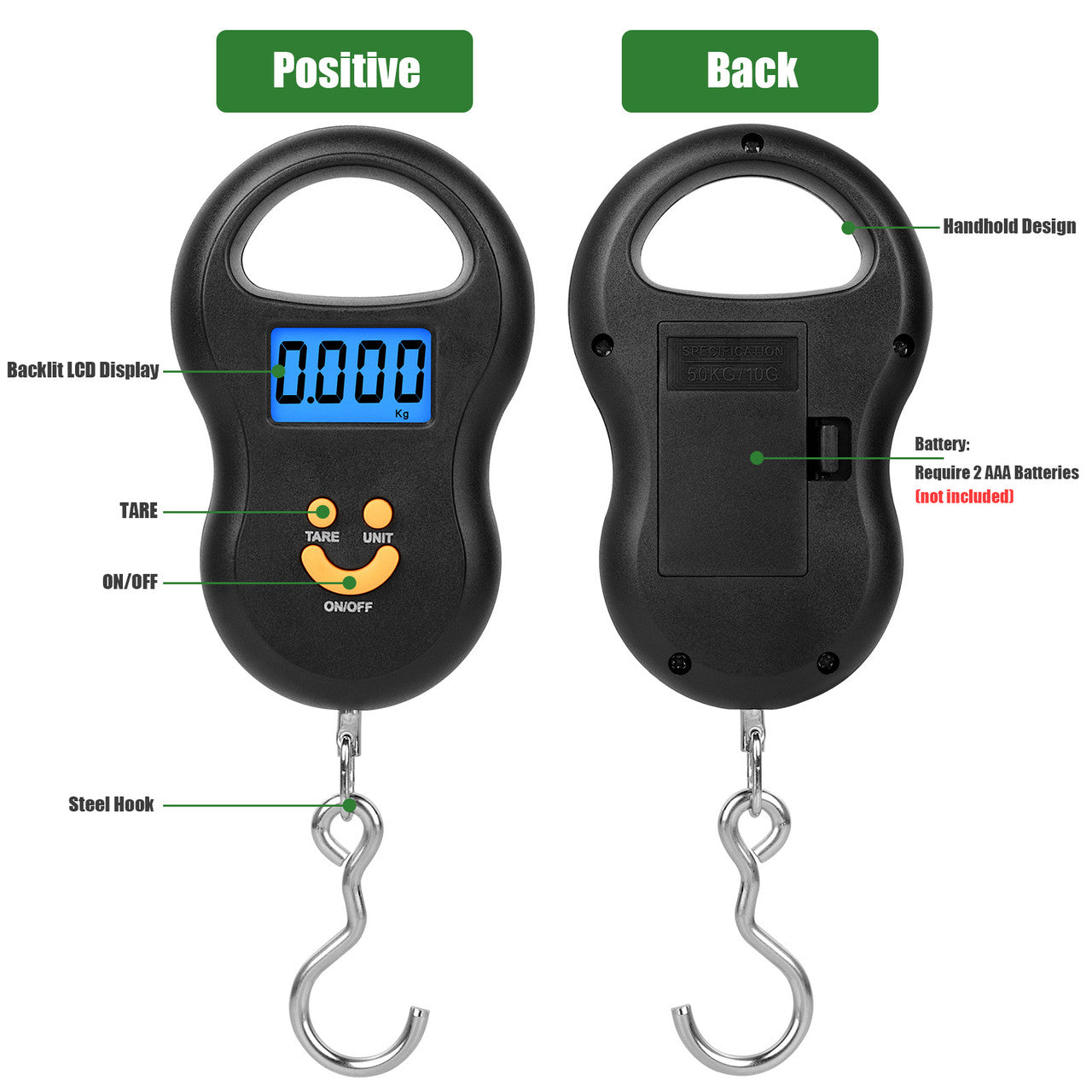 Ground Portable Stainless Steel Scale, Black