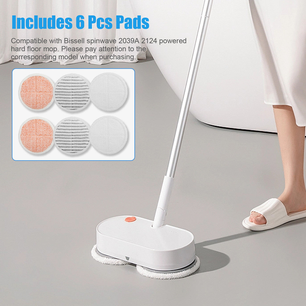 Replacement Mop Pads, Easy to Remove and to Reaplce, for Bissell powered hard floor mops, 6Pcs