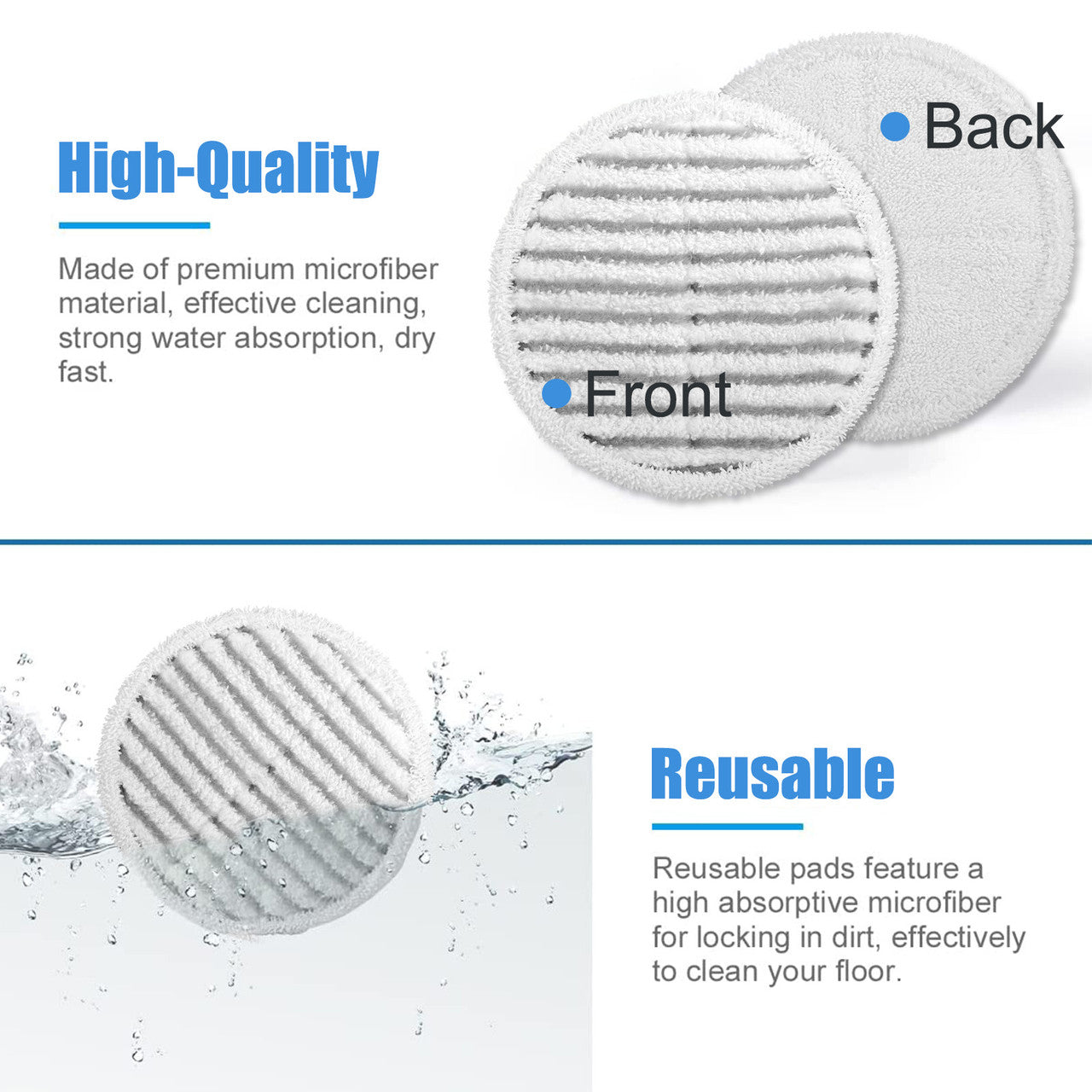 Replacement Mop Pads, Easy to Remove and to Reaplce, for Bissell powered hard floor mops, 6Pcs