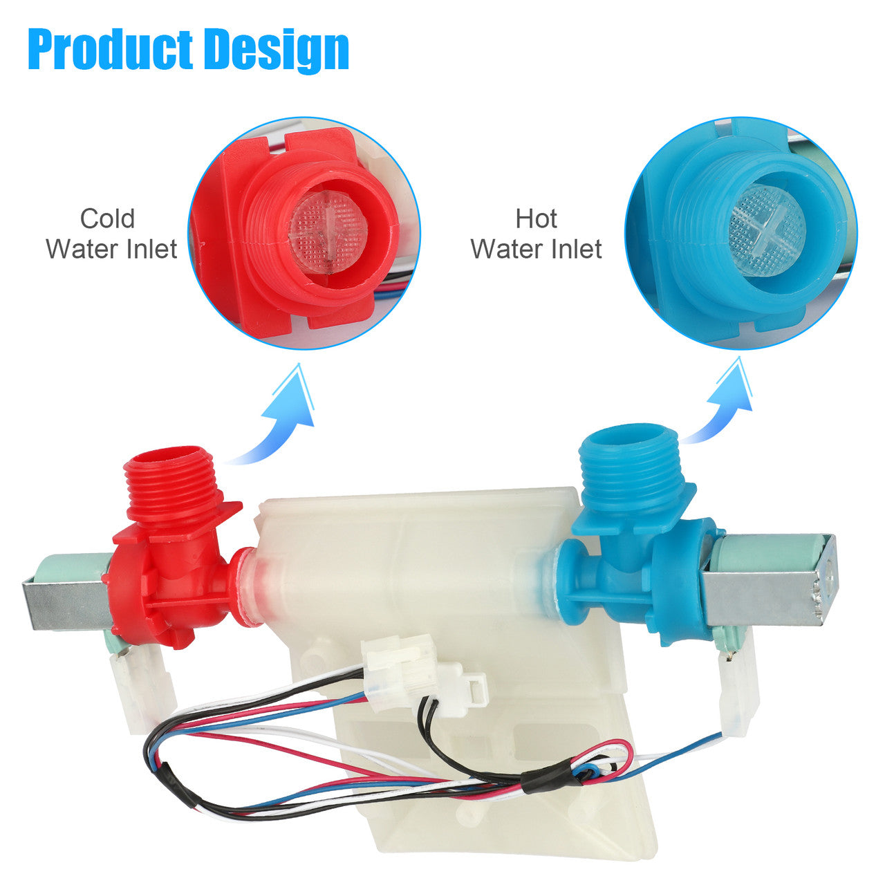 Washing Machine Inlet Valve - W11210459 Replacement compatible with Maytag, Kenmore, Amana, Crosley, Inglis, Roper (White)