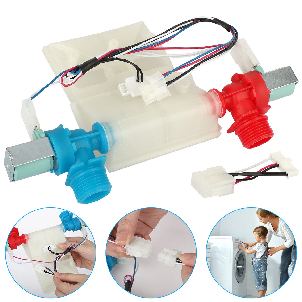 Washing Machine Inlet Valve - W11210459 Replacement compatible with Maytag, Kenmore, Amana, Crosley, Inglis, Roper (White)