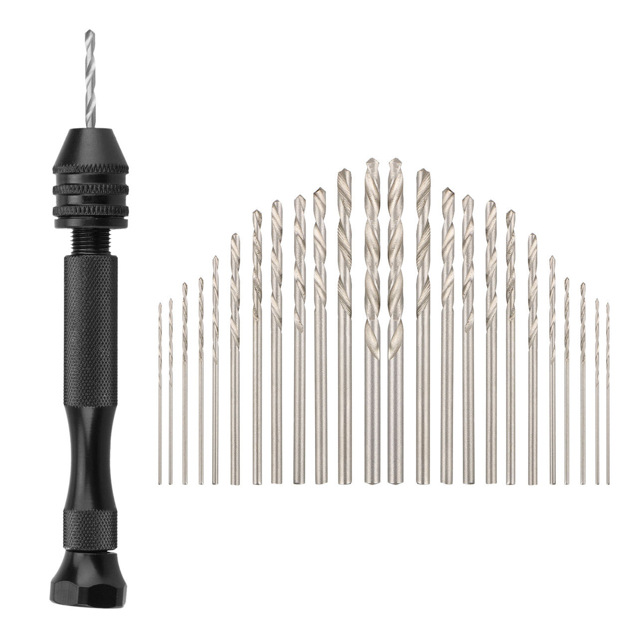 Precision Pin Vise Hobby Drill Mini Micro Hand Twist Drill Bits Set Holes Drilling Rotary Tools Kit, 0.5-3mm, 25pcs