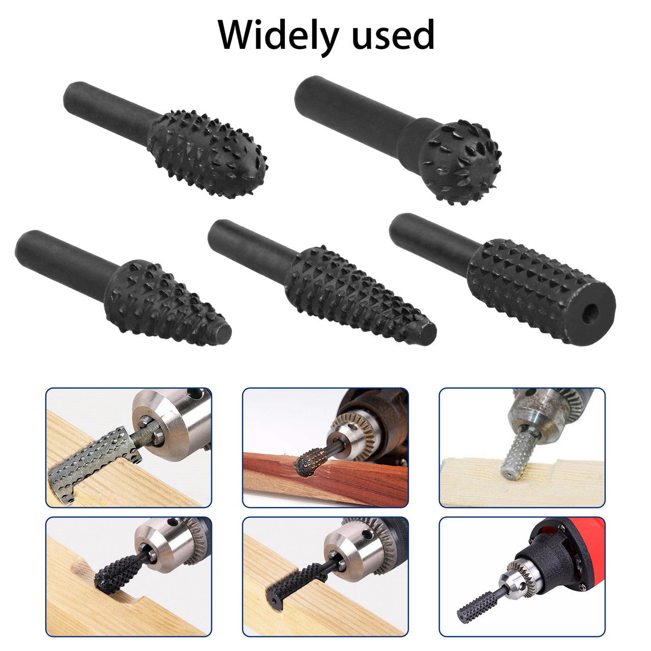 1/4" Drill Bit Set Cutting Tools for Woodworking Knife Wood Carving Tool Fit for All Electric and Cordless Drills, 5-pack