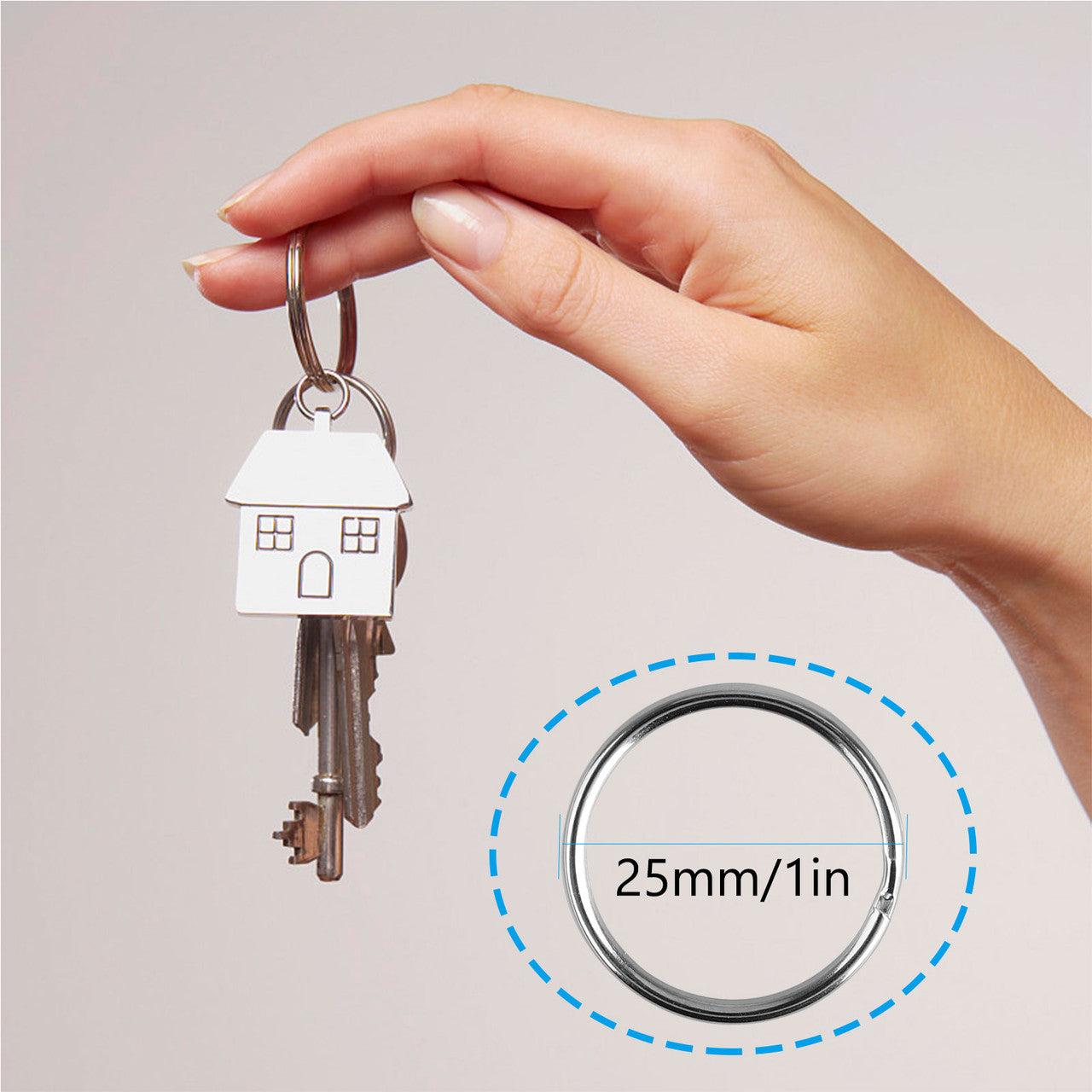 Split Key Rings Bulk for Keychain Key and Art Crafts, 25 mm/1 inch Iron Metal Round Split Ring Key Rings for Home Car Keys Attachment - Silver, 100PCS