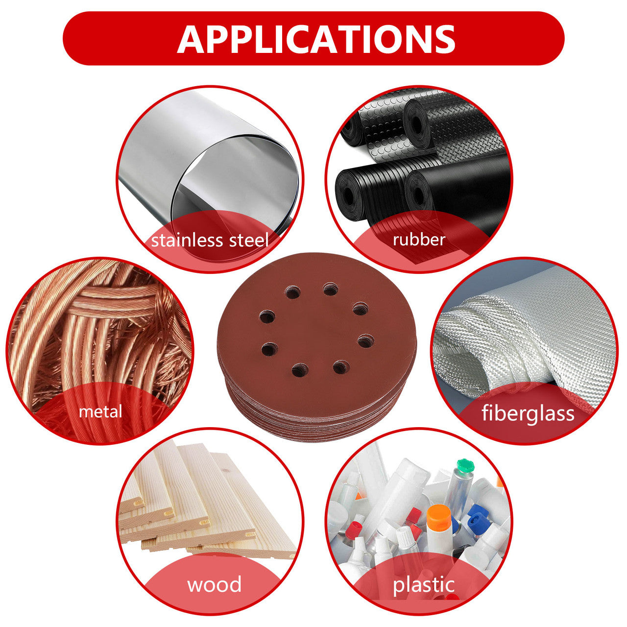 5-Inch Sanding Disc, 8-Hole Sanding Disc Sandpaper Hook Loop, 800 1000 1200 1500 2000 Grit Sandpaper Assortment Polishing Round Sand Paper, for Random Orbital Sander, Easy to Stick, 60 PCS