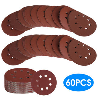 5-Inch Sanding Disc, 8-Hole Sanding Disc Sandpaper Hook Loop, 800 1000 1200 1500 2000 Grit Sandpaper Assortment Polishing Round Sand Paper, for Random Orbital Sander, Easy to Stick, 60 PCS