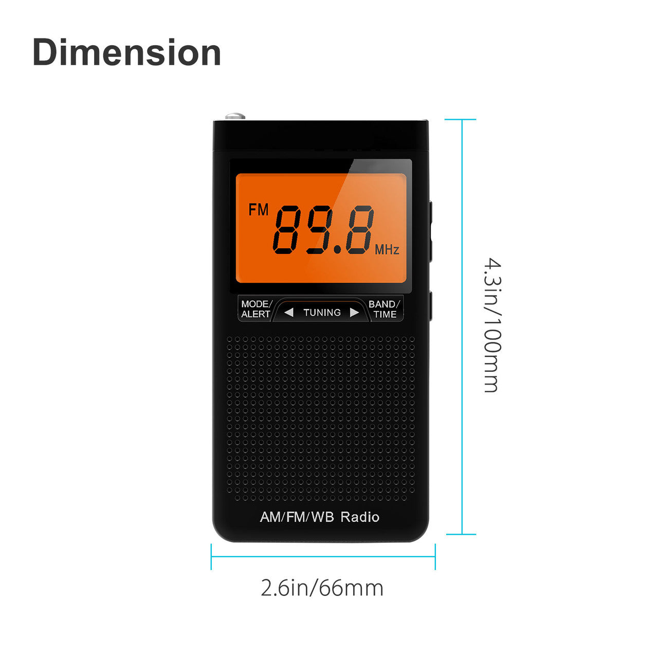 NOAA Weather Alert Radio, Portable AM/FM Battery Operated Transistor Radio with Headphone Jack, Great Reception, Alarm Clock, LCD Display, Pocket Radio for Office, Bedroom, Running, Walking