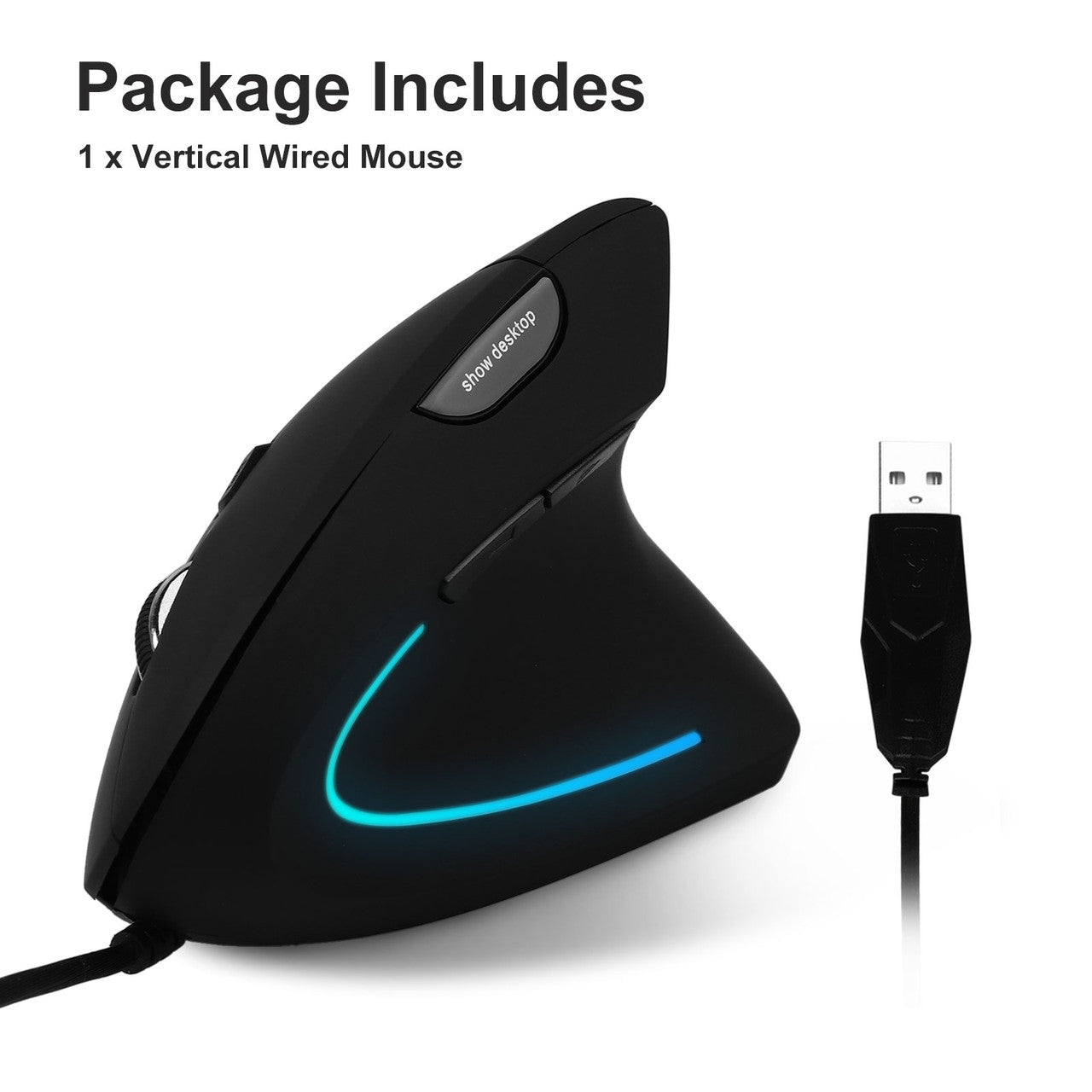 Wired Ergonomic Vertical Mouse, Large Ergonomic Computer Mouse High Precision Optical Mice with 6 Buttons, Adjustable 2400DPI and Reduce Wrist Pain for Office Gaming PC Computer Laptop, Black