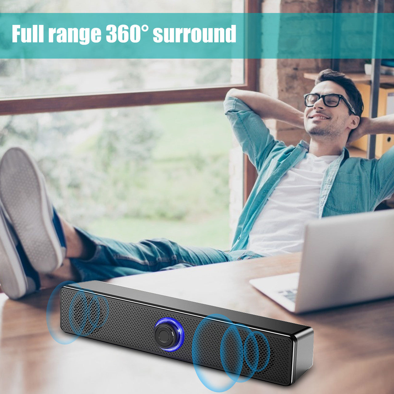Stereo USB Powered Soundbar Stylish Speaker for PC Tablets Desktop Cellphone Laptop