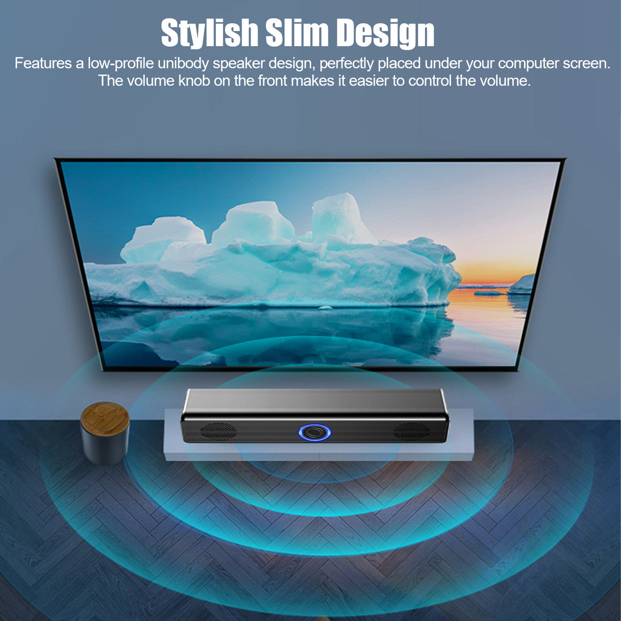 Stereo USB Powered Soundbar Stylish Speaker for PC Tablets Desktop Cellphone Laptop
