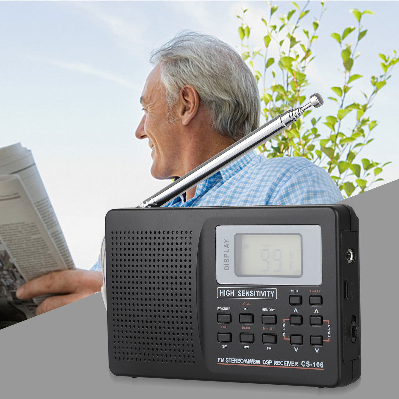 Portable Digital World Full Band Radio Receiver AM/FM/SW/MW/LW Radio Alarm Clock