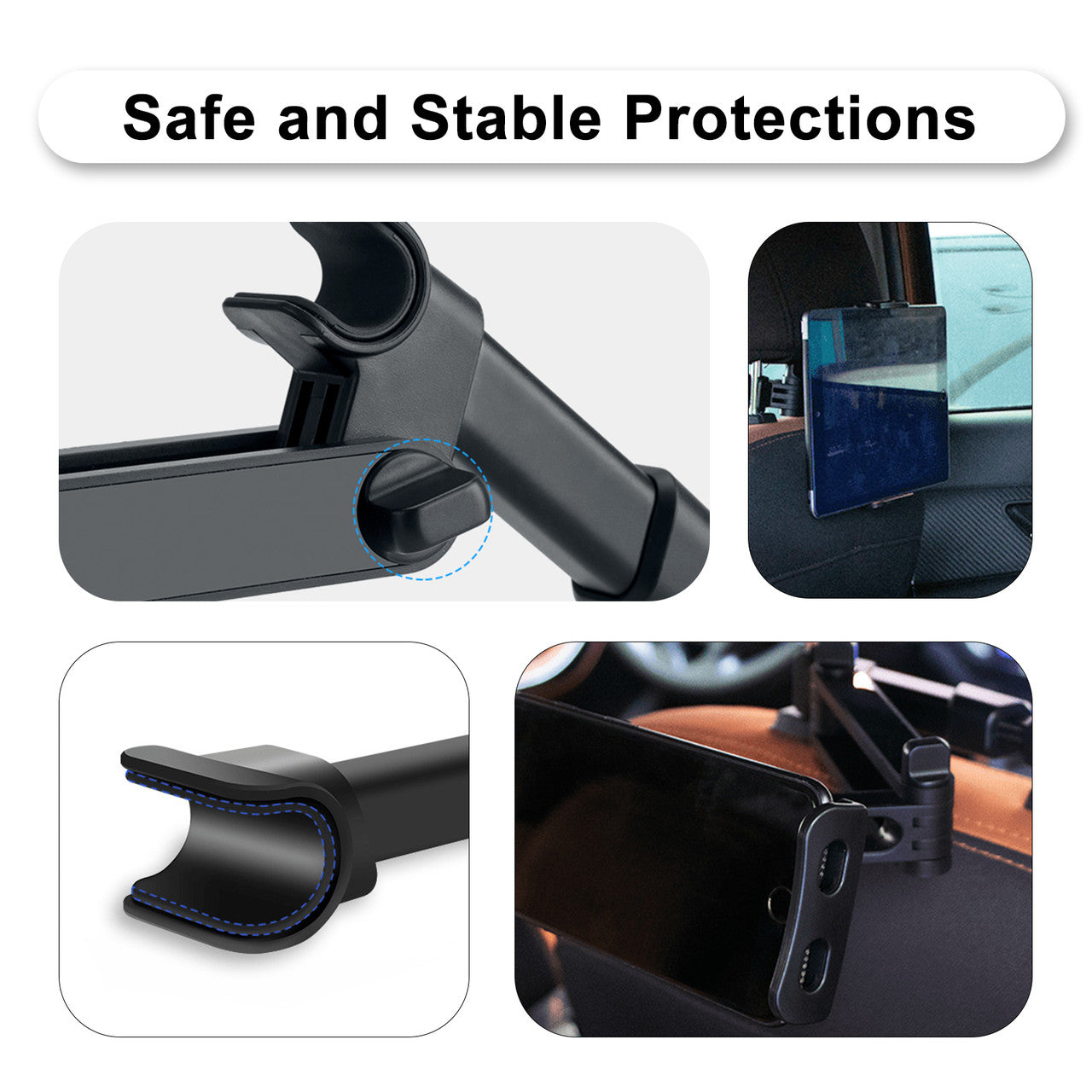 Car Headrest Mount/Tablet Holder Car Backseat Seat Mount/Tablet Headrest Holder Universal 360° Rotating Adjustable Fit for All 6"-10.5" Tablet iPad iPad Air iPad Mini, Smartphones